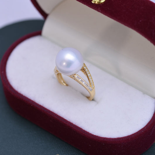 Anillo de Perla Blanca de Agua Dulce 11-12mm Círculo Perfecto Brillo Intenso - Image 6