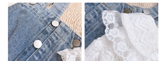 Conjunto Infantil: Overol Denim con Blusa de Encaje - Image 15