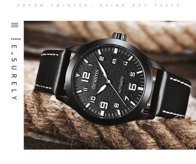 Reloj Mecánico Automático Retro Cuero Genuino Estilo Ejecutivo - Image 25