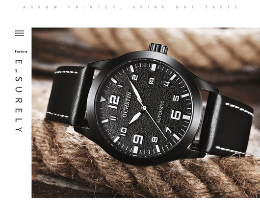 Reloj Mecánico Automático Retro Cuero Genuino Estilo Ejecutivo - Image 25