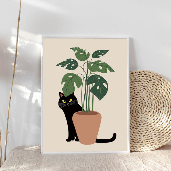Cuadro de Gato Cartoon - Lienzo Decorativo Minimalista