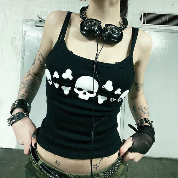 Top Camiseta Gótica Punk Fairy Grunge con Estampado Gráfico Sexy