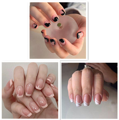 Uñas Postizas Francesas Oblicuas - Manicura Elegante Lista para Usar - Image 6