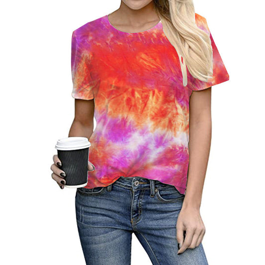Playera Tie-Dye Estampado Cuello Redondo Talla Grande Manga Corta - Image 2