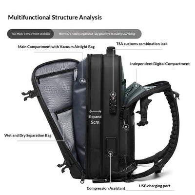 Mochila de Viaje Comprimida de Gran Capacidad para Hombre - Image 4