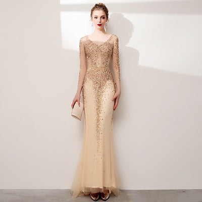 Vestido de Noche Elegante con Cola de Pez