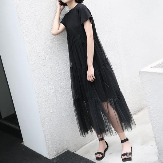 Vestido de Malla Simétrico con Manga Corta - Image 3