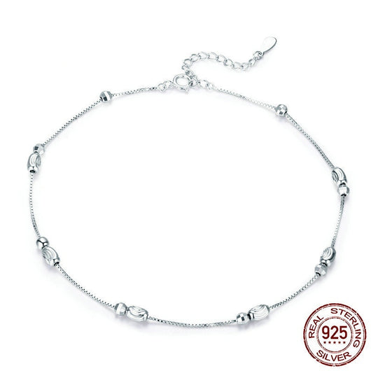 Pulsera Tobillera Plata 925 con Baño de Oro Blanco y Perlas Redondas - Image 2