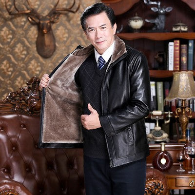 Chaqueta Cartera de Cuero PU para Hombre Maduro - Invierno
