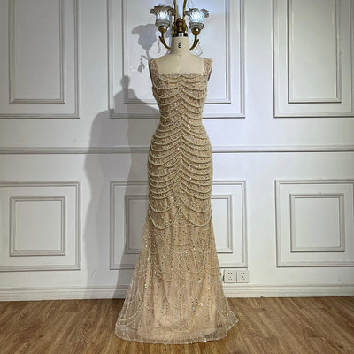 Vestido Sling de Lujo con Perlas - Elegancia Nude Premium - Image 4