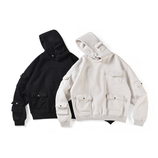 Sudadera Oversized con Múltiples Bolsillos - Hoodie Pesado y Versátil