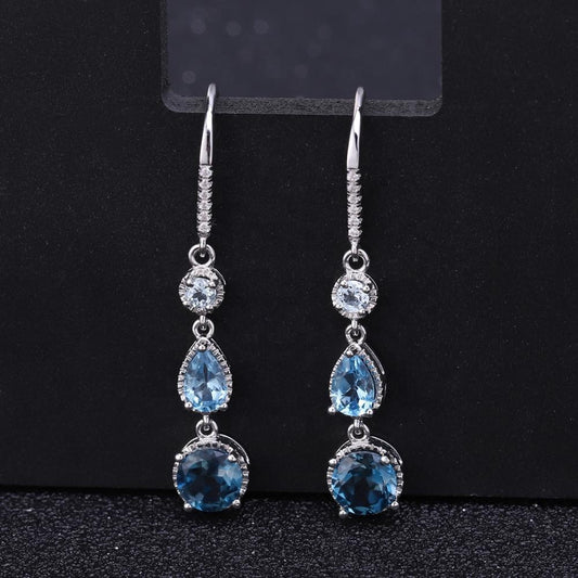Aretes de Piedras Preciosas Naturales Elegantes en Plata S925