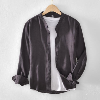 Camisa Abrigo de Lino con Cuello Mao - Diseño Minimalista - Image 7