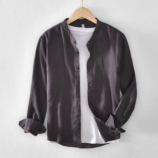 Camisa Abrigo de Lino con Cuello Mao - Diseño Minimalista - Image 7