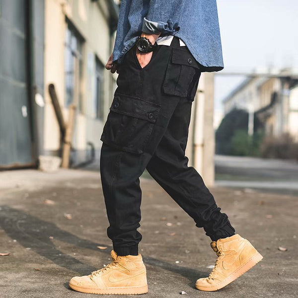 Pantalones Overol Hombre Estilo Americano Retro Casual Sueltos Cortos con Bolsillos Múltiples