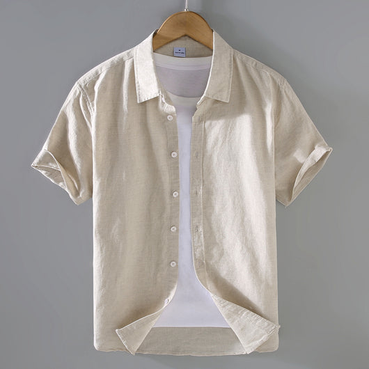 Camisa de Lino Hombre Manga Corta Suelta Casual - Image 7