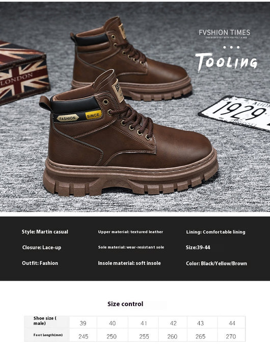 Botas Martin Altas para Hombre Estilo Británico de Trabajo - Image 15