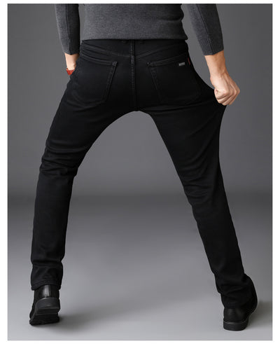 Pantalones Vaqueros Negros Slim Fit Elásticos para Hombre - Estilo Coreano Moderno - Image 11