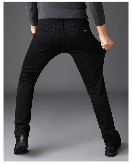 Pantalones Vaqueros Negros Slim Fit Elásticos para Hombre - Estilo Coreano Moderno - Image 11