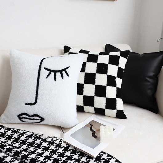 Cojín Decorativo Ajedrez Blanco y Negro para Sala