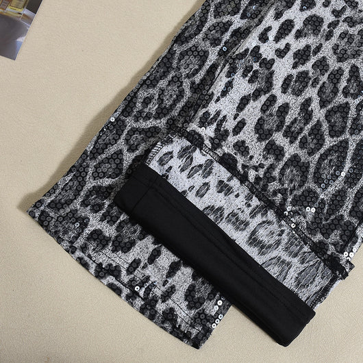 Pantalones Rectos Estampado Leopardo con Lentejuelas - Diseño Europeo - Image 15