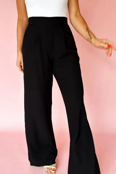 Pantalón Recto Cintura Alta Elástica con Pliegues Delanteros - Image 3