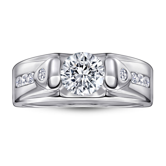 Anillo de Plata Esterlina Chapado en Platino con Zirconia para Hombre - Image 9