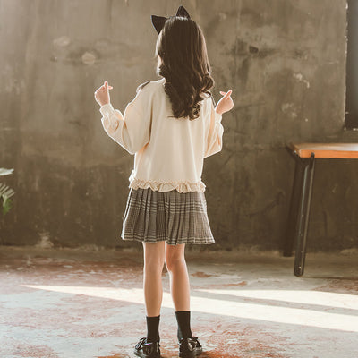 Vestido Infantil Estilo Coreano con Falda Plisada a Cuadros - Image 6