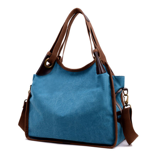 Bolsa de Lona Retro para Mujer - Bandolera Portátil Estilo Vintage