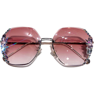 Gafas de Sol Frameless con Cristales de Diamante y Protección UV Morado - Image 17