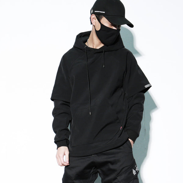 Suéter Oversized Estilo Street Hip-Hop con Detalles de Corte Asimétrico