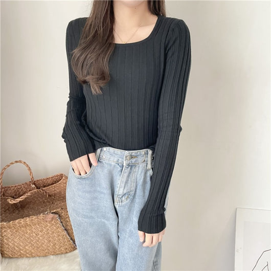 Suéter de Cuello Cuadrado para Otoño e Invierno - Image 4