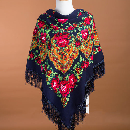 Foulard Cuadrado Étnico con Flecos - Abrigo Cálido y Elegante - Image 7
