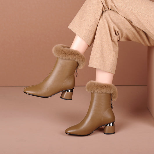 Botas de Cuero con Forro de Lana - Botines Cálidos para Otoño e Invierno - Image 6