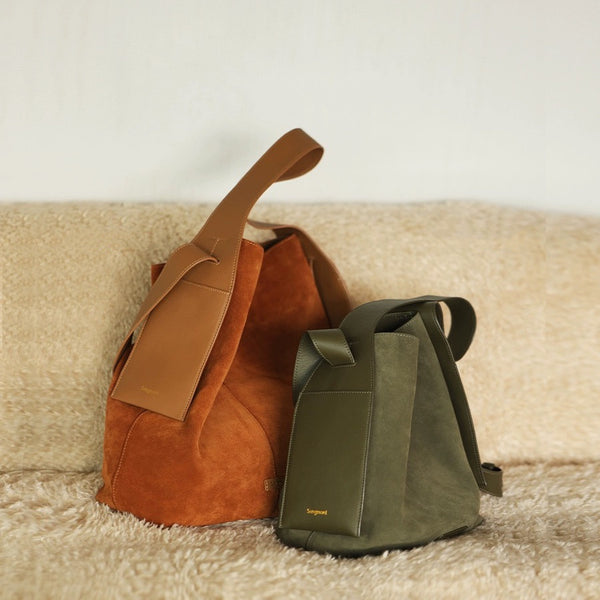 Bolso Tote de Gamuza con Correa Cruzada y Asas para Hombro