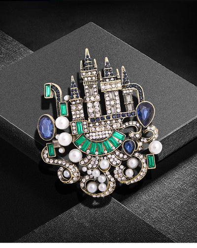 Broche Castillo Europeo Retro con Cristales de Diamante - Image 6