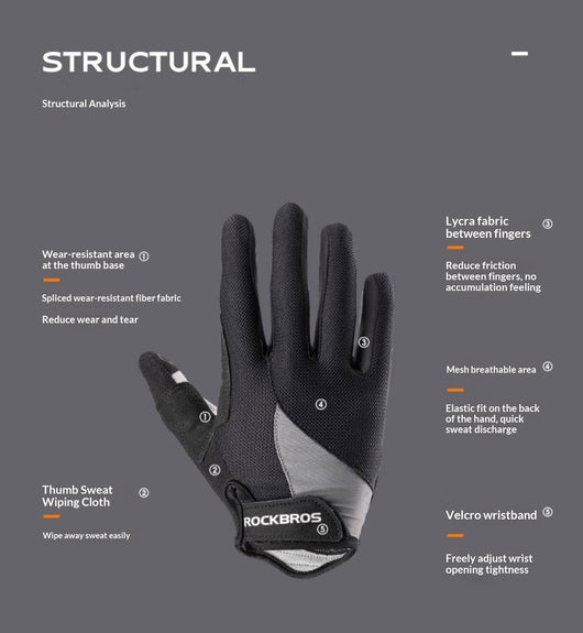 Guantes de Ciclismo de Dedo Completo para Hombre y Mujer - Viajes Largos - Image 17