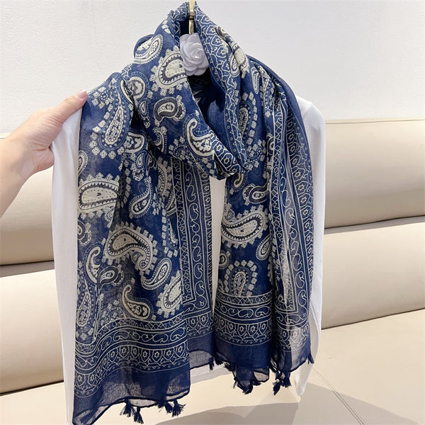 Foulard Étnico Estampado Cachemira Protección Solar Velo Ligero