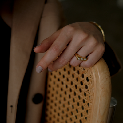 Anillo de Perla Geométrico Minimalista para Mujer - Image 13