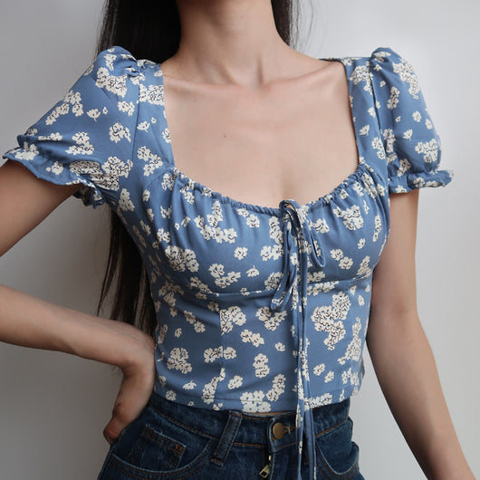 Blusa Floral Ajustada de Cintura Alta para Mujer - Image 8