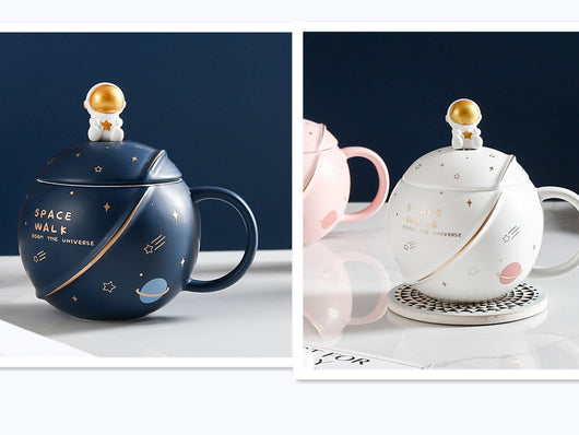Taza Cerámica Astronauta con Tapa y Cuchara - Diseño Planeta - Image 8