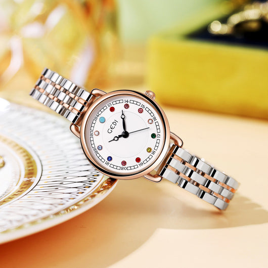 Reloj de Acero Inoxidable para Mujer con Piedra de Nacimiento - Lujo Minimalista Resistente al Agua - Image 2