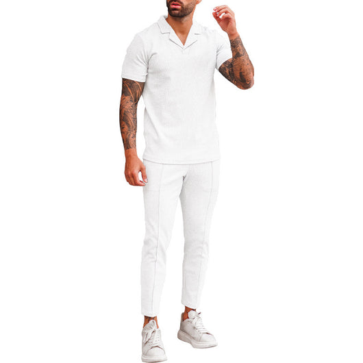 Traje Casual de Dos Piezas con Camisa Cuello V y Pantalón Corto - Image 8