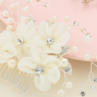 Tiara Nupcial con Perlas y Cristales Brillantes para el Cabello - Image 6