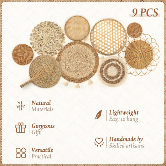 Decoraciones Bohemias Tejidas en Paja - Combinación de Pared Artesanal - Image 25