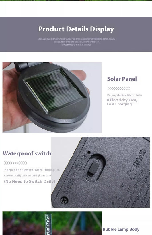 Lámpara Solar de Jardín con Burbujas de Cristal y Luz LED Intermitente - Image 15