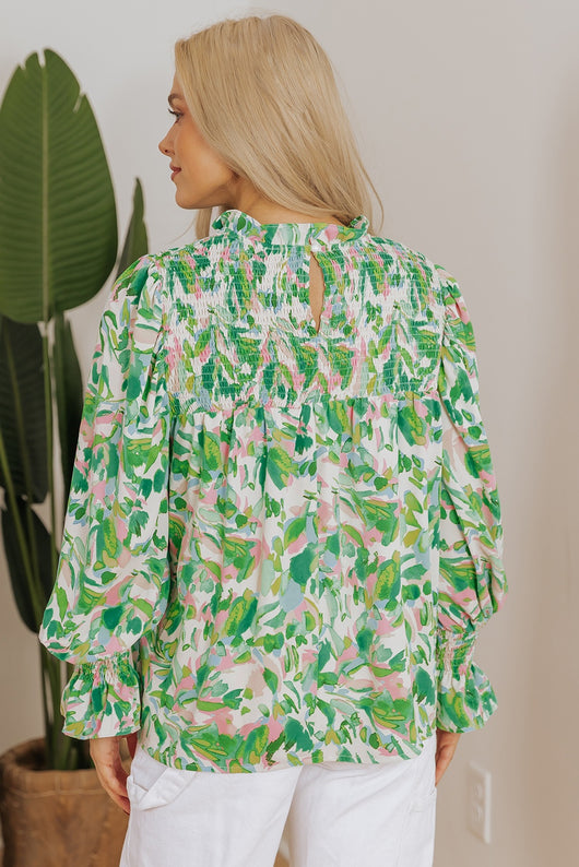 Blusa Cuello Alto de Chifón con Estampado a Juego de Colores - Image 14
