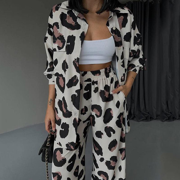 Conjunto de Dos Piezas: Blusa Estampada Manga Larga y Pantalón Ancho - Image 7