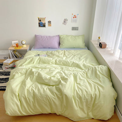 Juego de Cama Algodón Puro Lavado Estilo Japonés - Funda Nórdica y Sábanas Lisos - Image 11