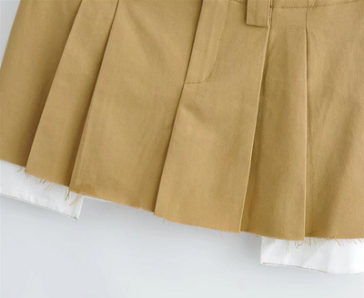 Falda Plisada Estilo Workwear Cintura Baja Efecto Dos Piezas - Image 16